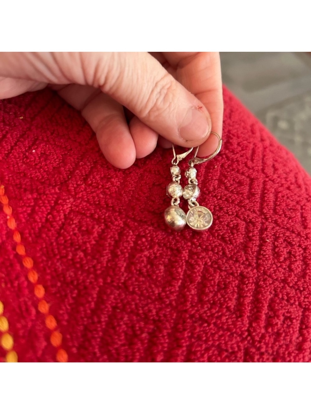 Sterling Silver Dangle Earrings with Rounds Cubic Zirconia